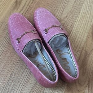 Sam Edelman Pink Croc-Embossed Loafers